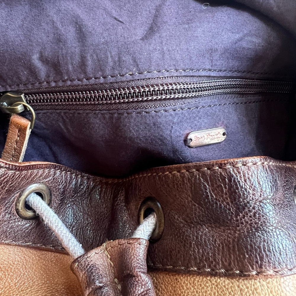 Free People Brown and Tan Leather Backpack - Picture 8 of 9